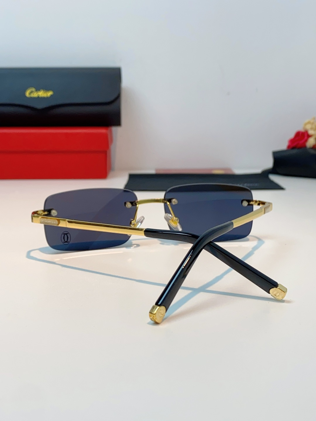 Cartier卡地亚 2026新款 揽佬同款说唱无框太阳镜时尚切边太阳眼镜欧美男防晒墨镜中古男女通用