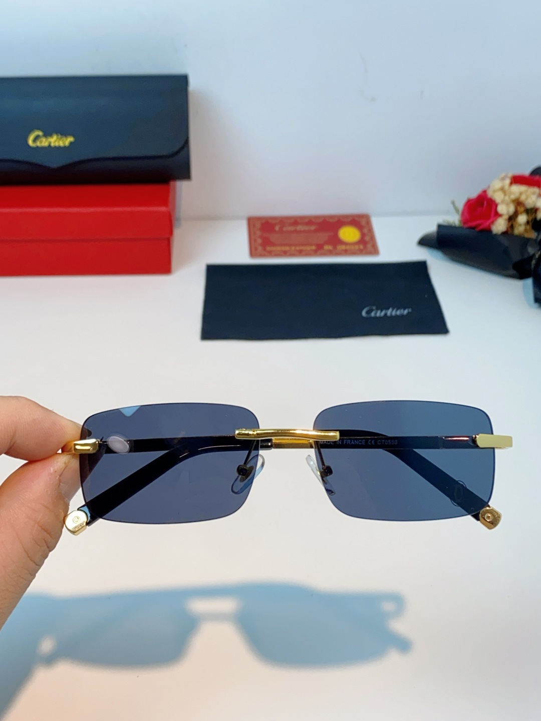 Cartier卡地亚 2026新款 揽佬同款说唱无框太阳镜时尚切边太阳眼镜欧美男防晒墨镜中古男女通用