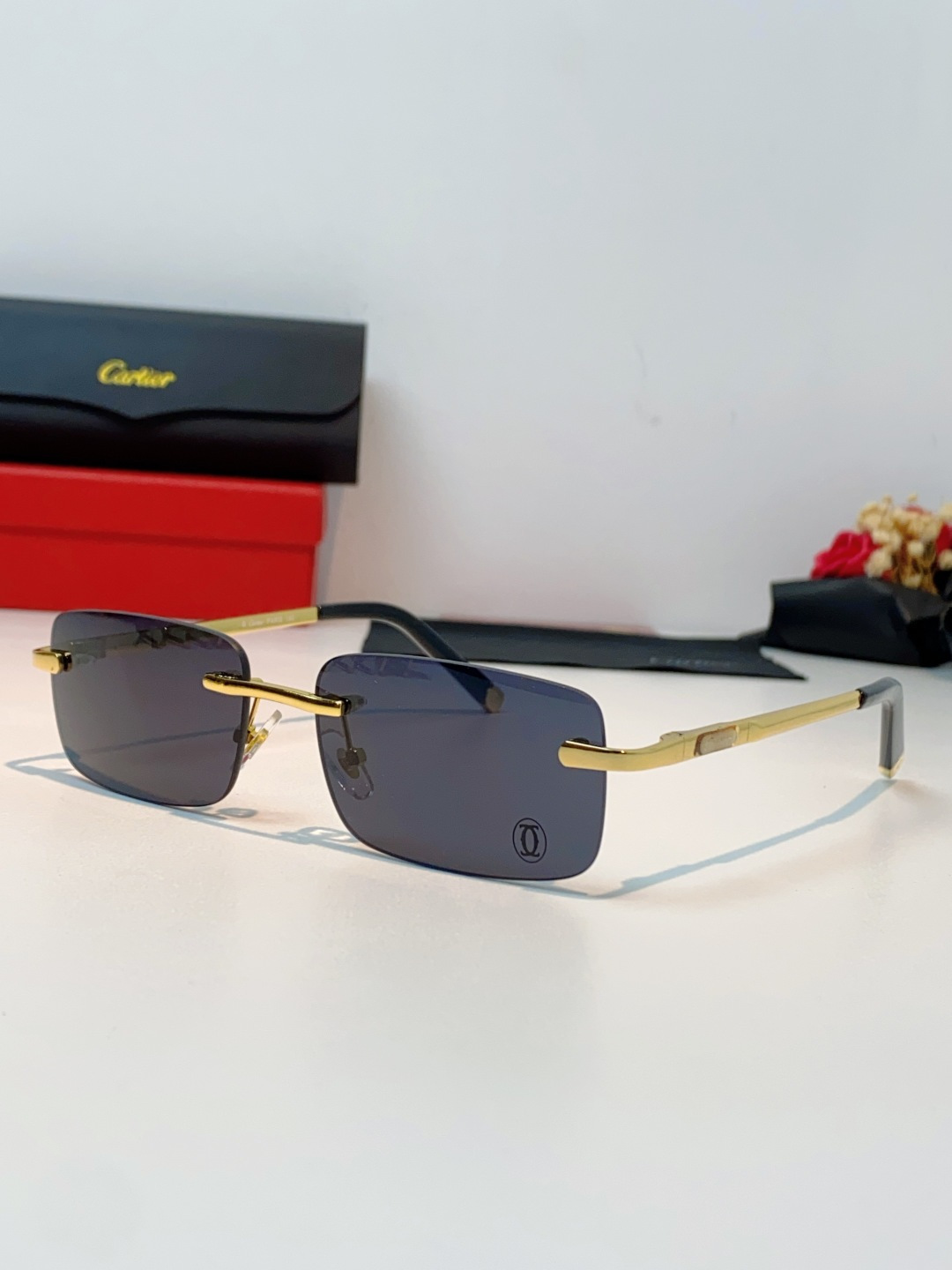 Cartier卡地亚 2026新款 揽佬同款说唱无框太阳镜时尚切边太阳眼镜欧美男防晒墨镜中古男女通用