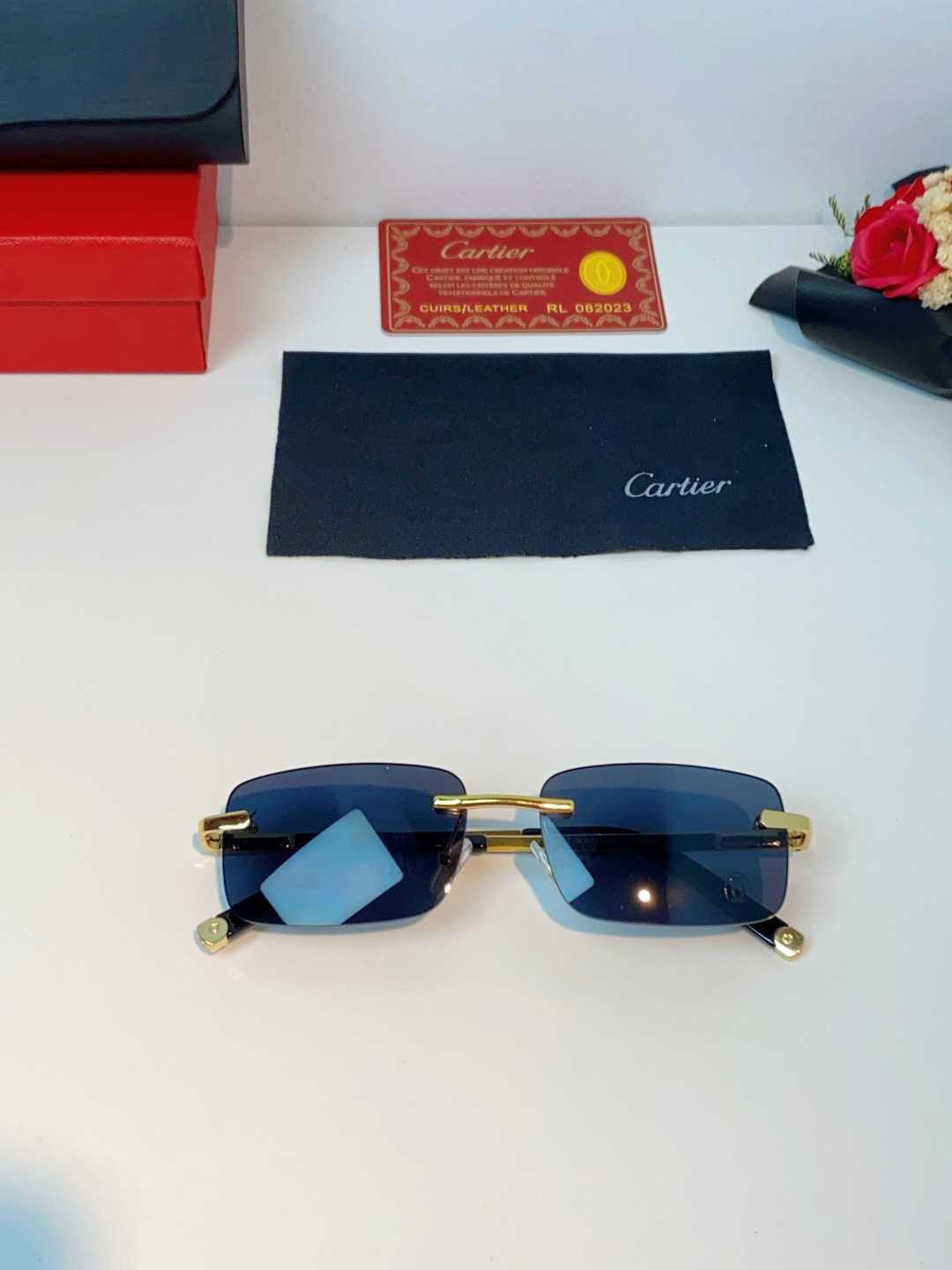 Cartier卡地亚 2026新款 揽佬同款说唱无框太阳镜时尚切边太阳眼镜欧美男防晒墨镜中古男女通用