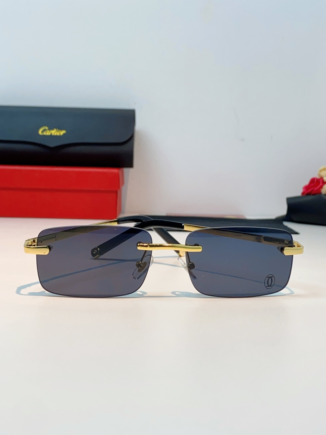 Cartier卡地亚 2026新款 揽佬同款说唱无框太阳镜时尚切边太阳眼镜欧美男防晒墨镜中古男女通用