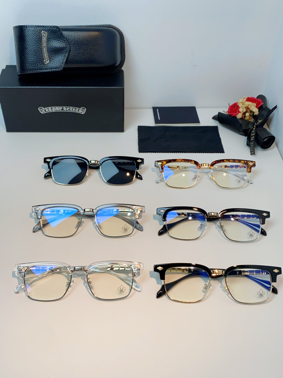 Chrome Hearts 克罗心 2026新款炫酷柯罗心潮新款商务半框眼镜男大脸时尚手工架防蓝光近视