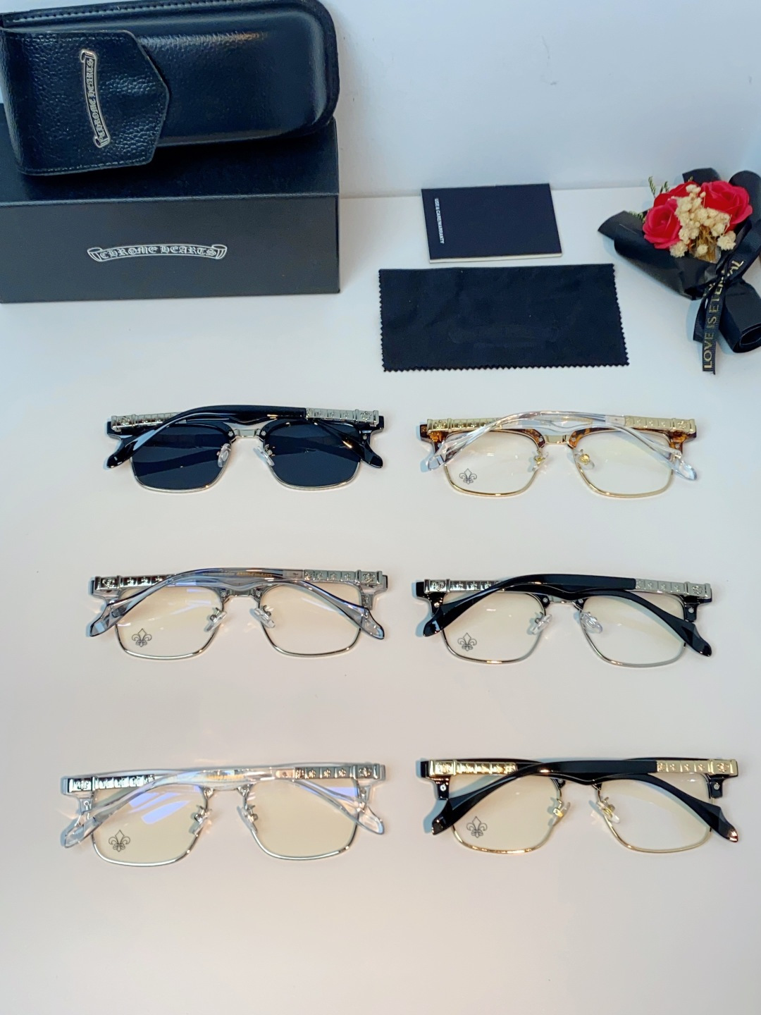 Chrome Hearts 克罗心 2026新款炫酷柯罗心潮新款商务半框眼镜男大脸时尚手工架防蓝光近视