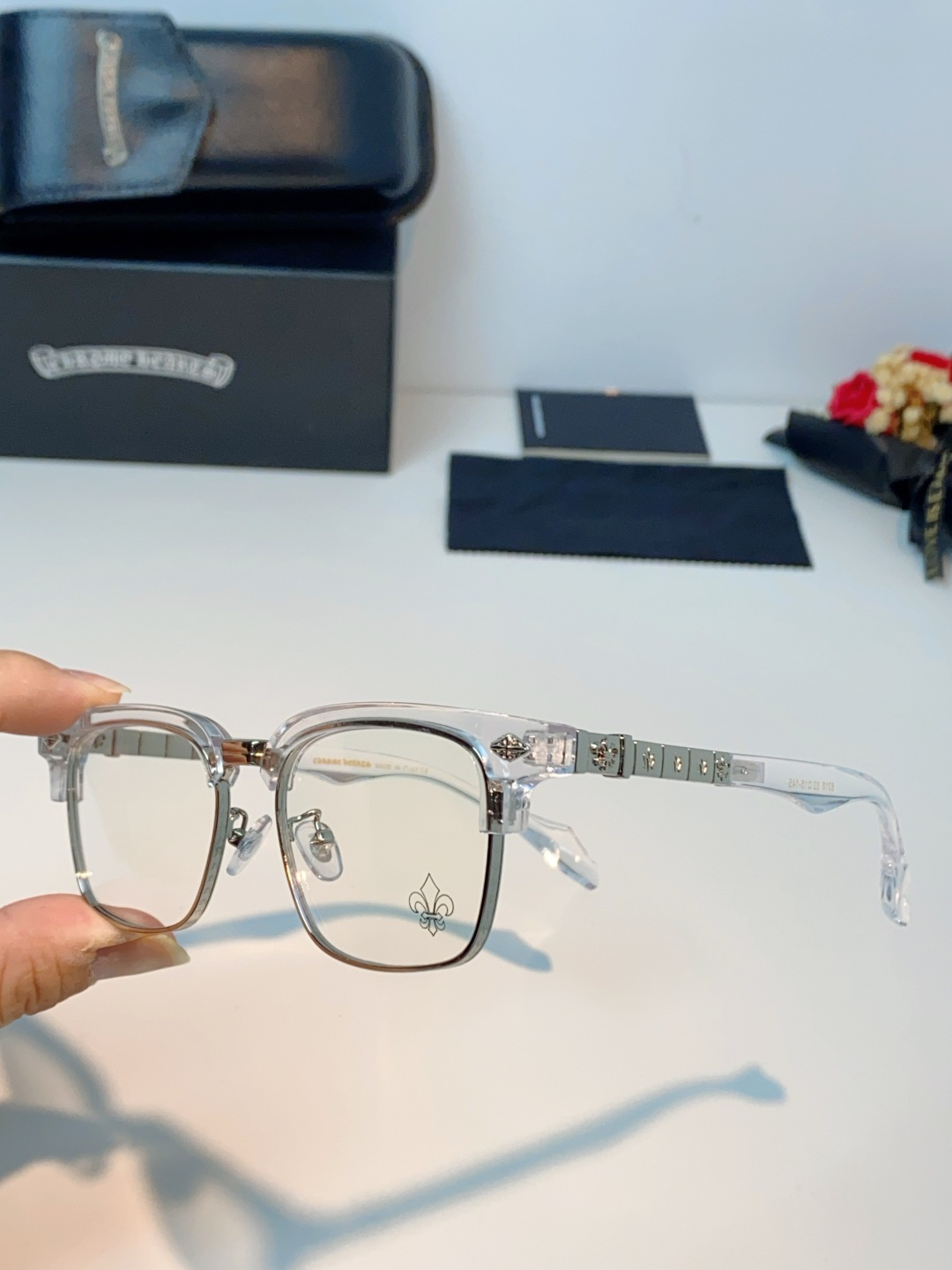 Chrome Hearts 克罗心 2026新款炫酷柯罗心潮新款商务半框眼镜男大脸时尚手工架防蓝光近视