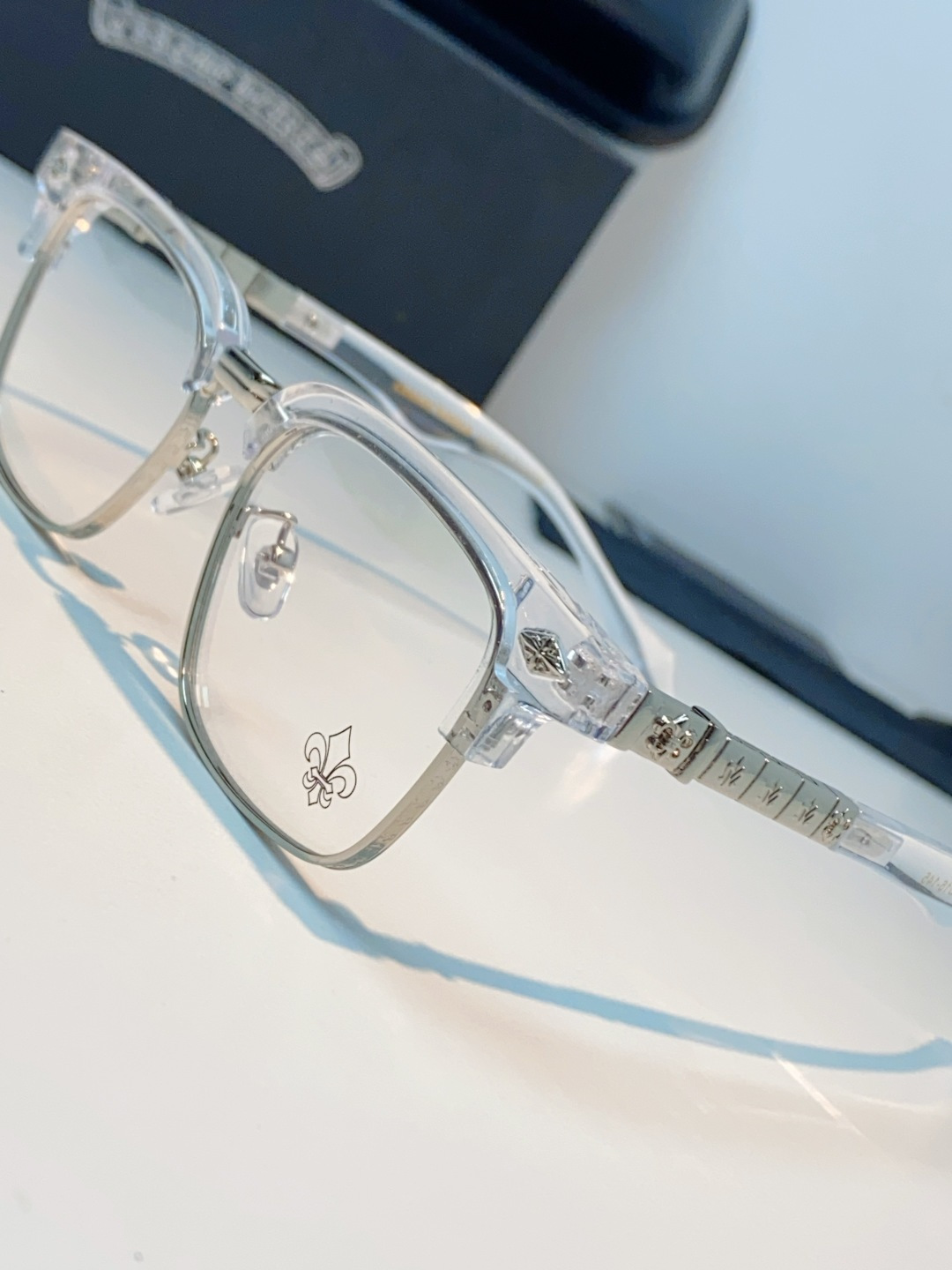 Chrome Hearts 克罗心 2026新款炫酷柯罗心潮新款商务半框眼镜男大脸时尚手工架防蓝光近视