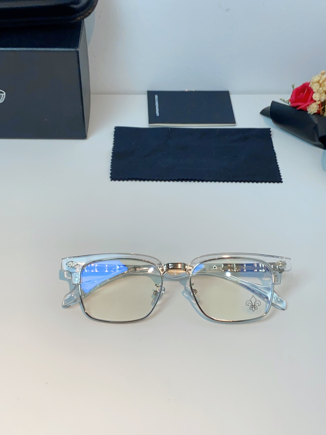 Chrome Hearts 克罗心 2026新款炫酷柯罗心潮新款商务半框眼镜男大脸时尚手工架防蓝光近视