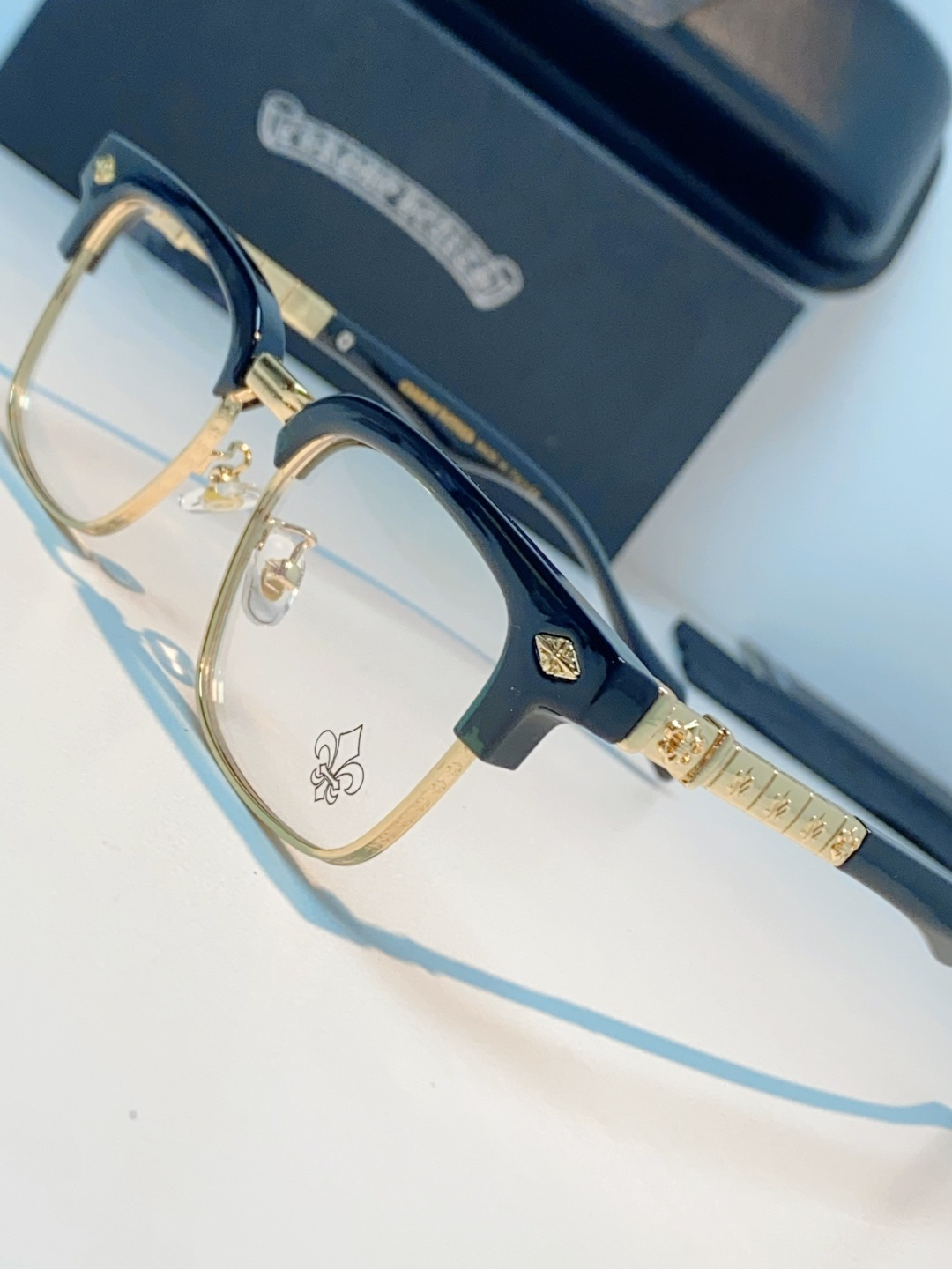 Chrome Hearts 克罗心 2026新款炫酷柯罗心潮新款商务半框眼镜男大脸时尚手工架防蓝光近视