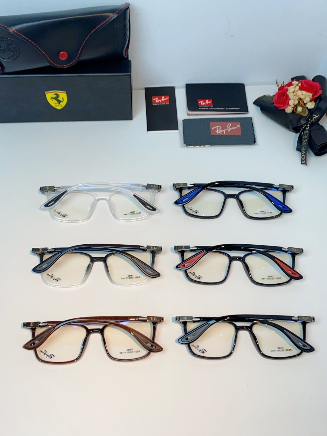 RayBan雷朋法拉利联名款 2026新款商务板材男眼镜架大脸近视可配防蓝光眼镜框RB9537 Size