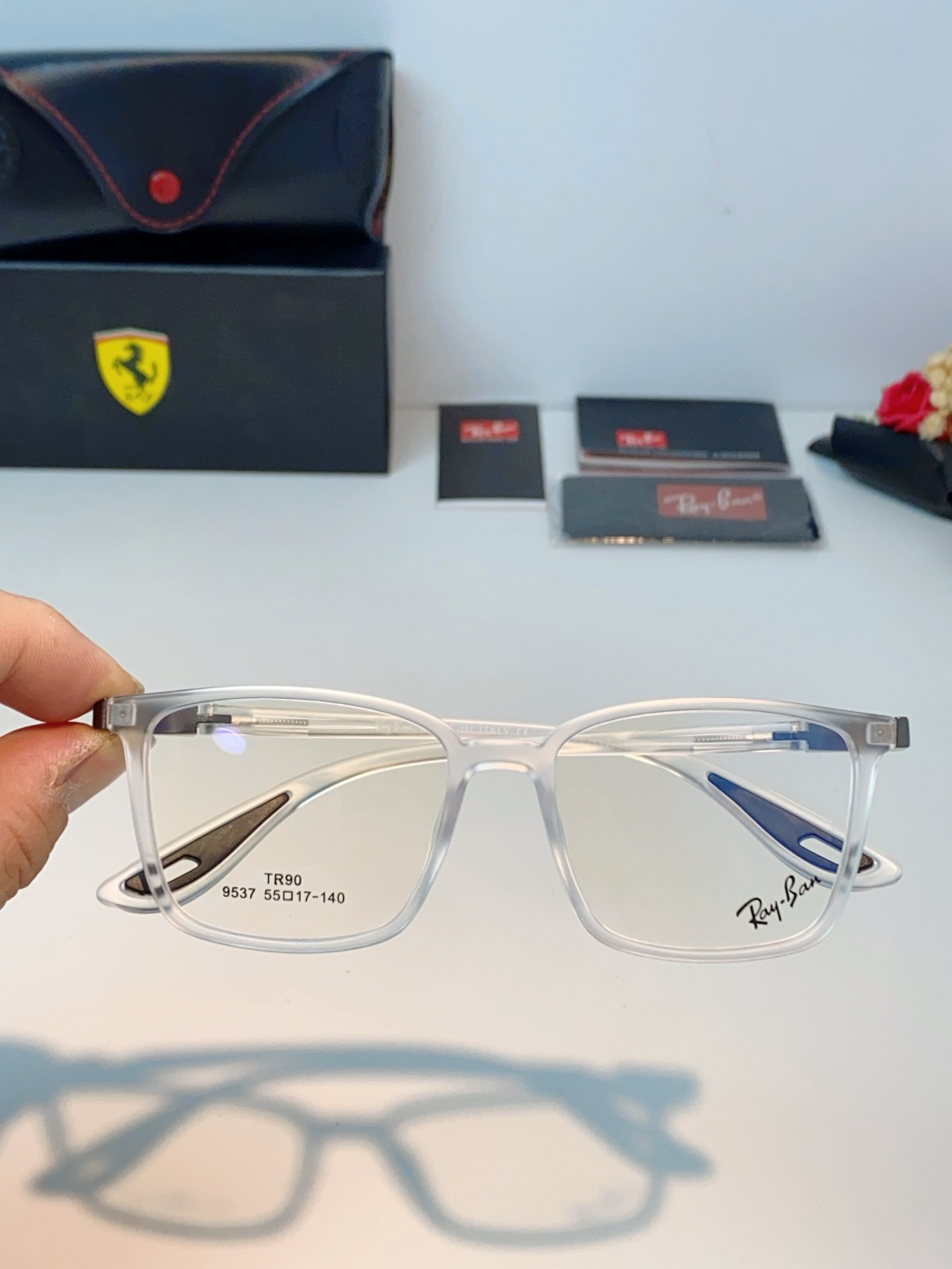 RayBan雷朋法拉利联名款 2026新款商务板材男眼镜架大脸近视可配防蓝光眼镜框RB9537 Size