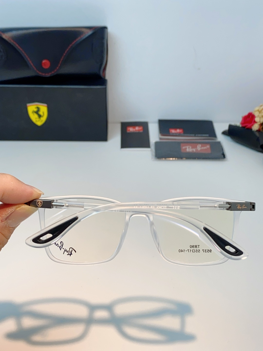 RayBan雷朋法拉利联名款 2026新款商务板材男眼镜架大脸近视可配防蓝光眼镜框RB9537 Size