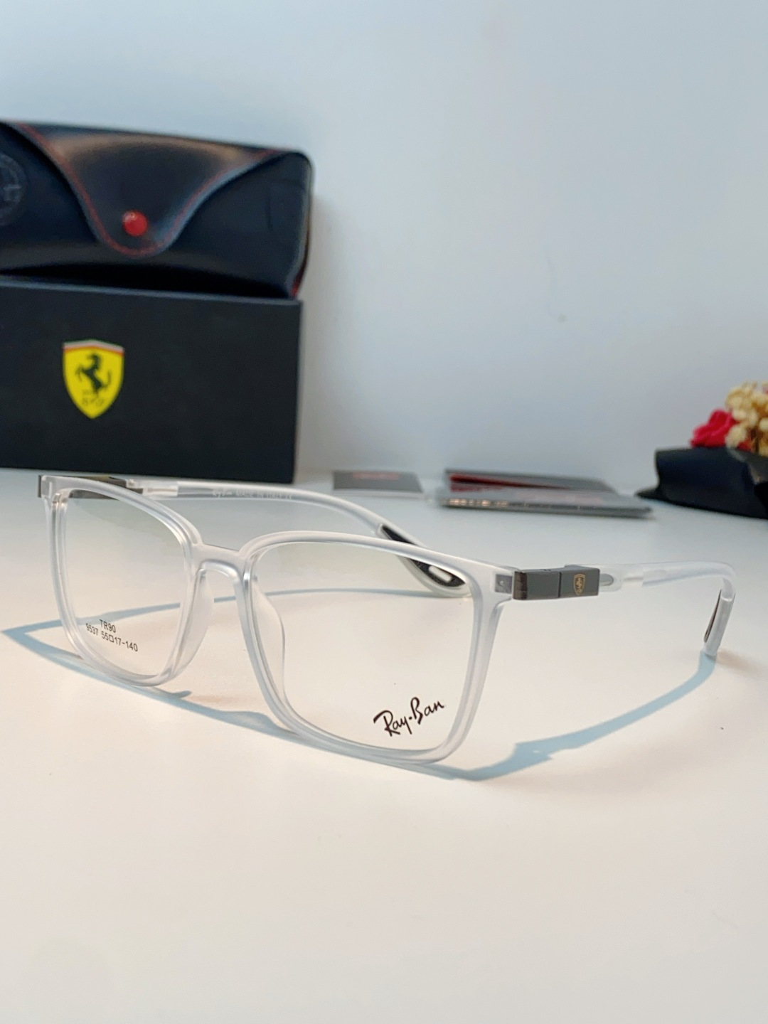 RayBan雷朋法拉利联名款 2026新款商务板材男眼镜架大脸近视可配防蓝光眼镜框RB9537 Size
