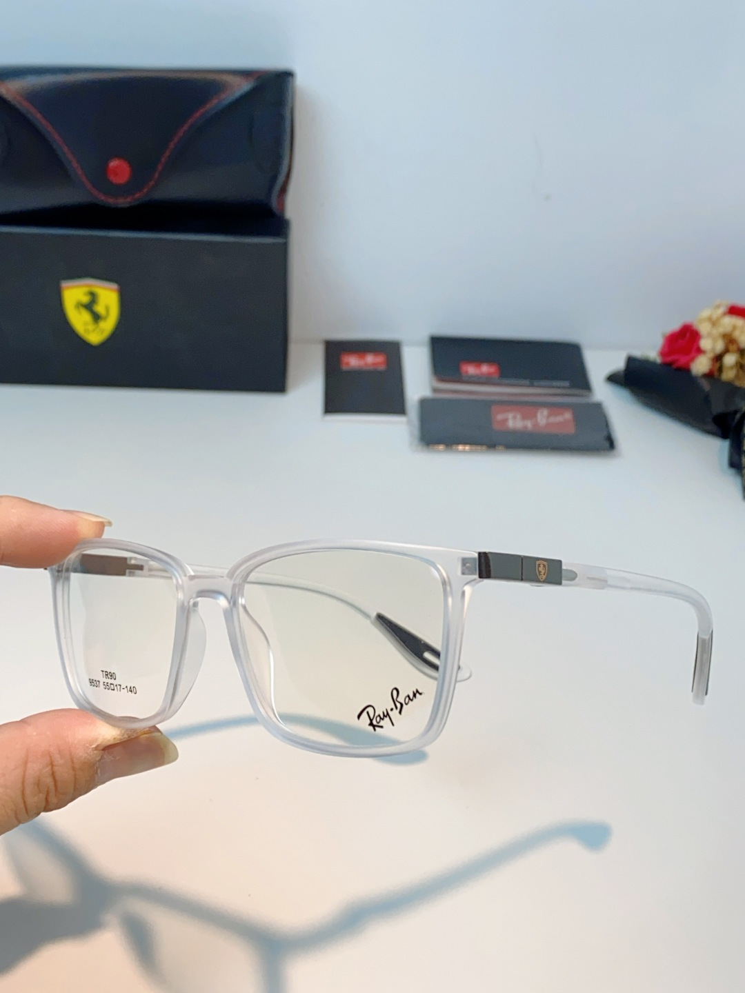 RayBan雷朋法拉利联名款 2026新款商务板材男眼镜架大脸近视可配防蓝光眼镜框RB9537 Size