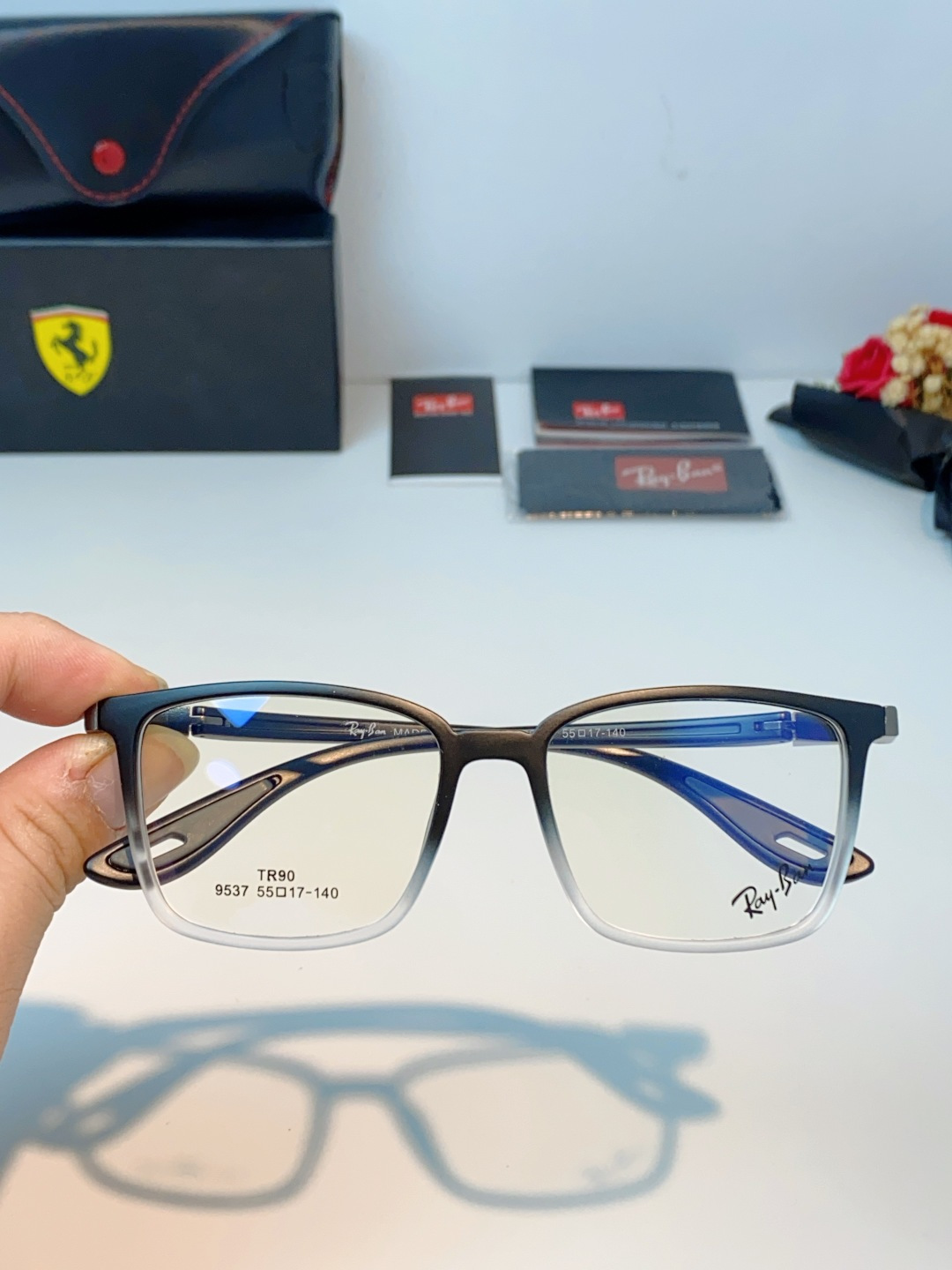RayBan雷朋法拉利联名款 2026新款商务板材男眼镜架大脸近视可配防蓝光眼镜框RB9537 Size