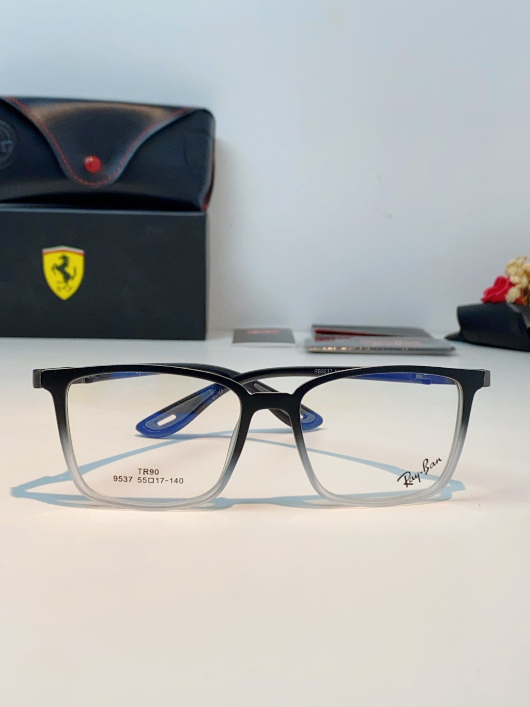 RayBan雷朋法拉利联名款 2026新款商务板材男眼镜架大脸近视可配防蓝光眼镜框RB9537 Size