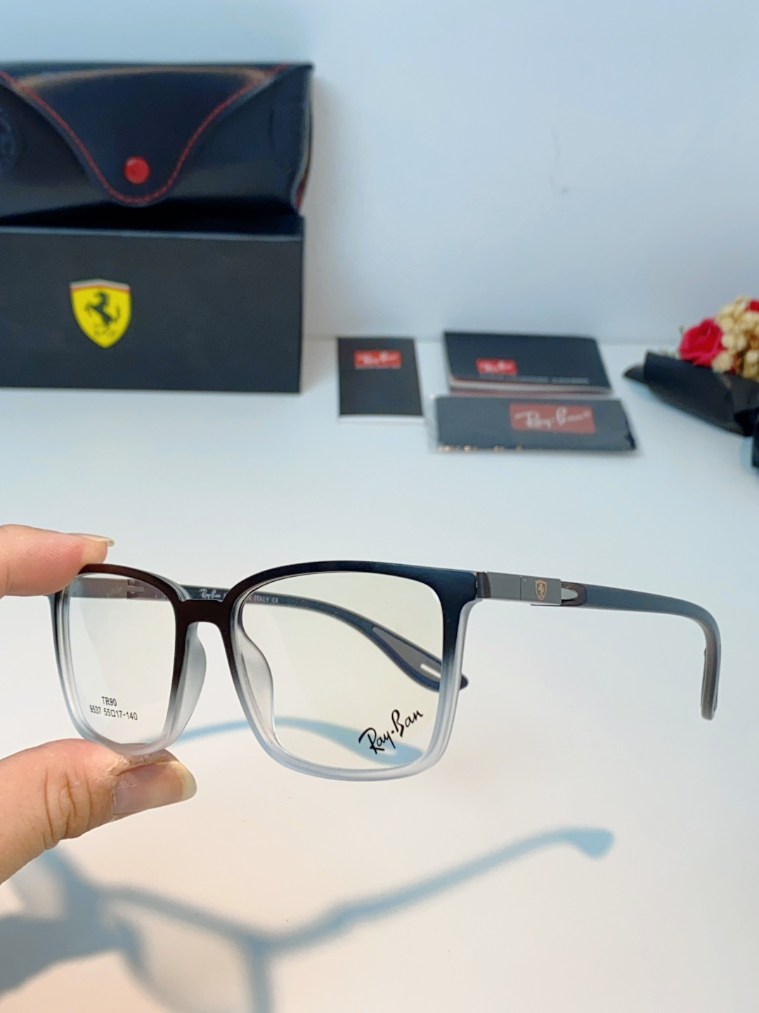 RayBan雷朋法拉利联名款 2026新款商务板材男眼镜架大脸近视可配防蓝光眼镜框RB9537 Size