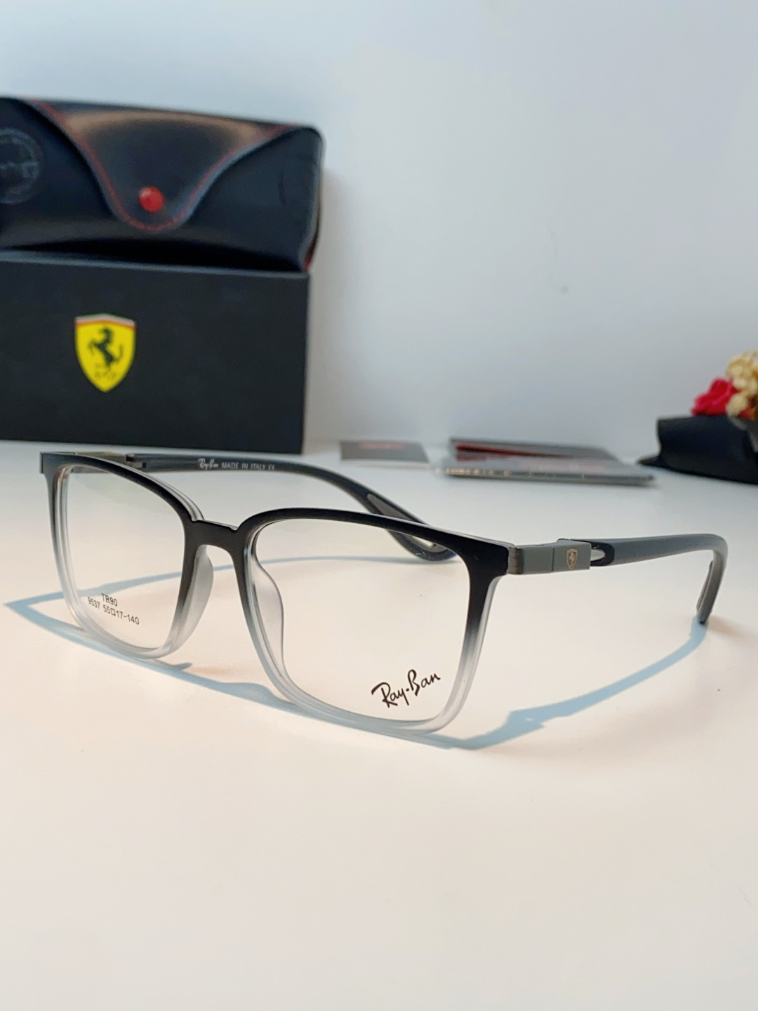 RayBan雷朋法拉利联名款 2026新款商务板材男眼镜架大脸近视可配防蓝光眼镜框RB9537 Size