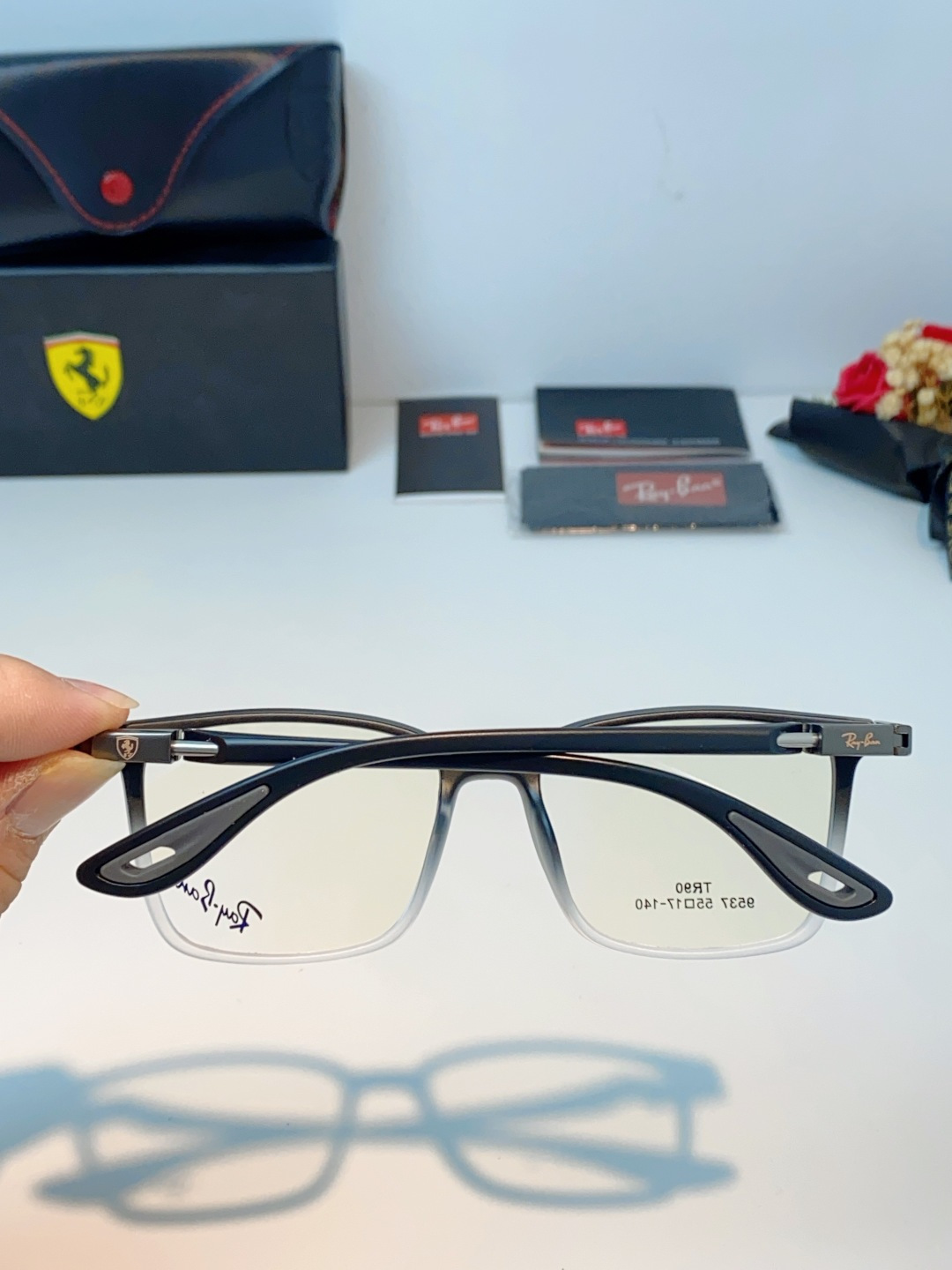 RayBan雷朋法拉利联名款 2026新款商务板材男眼镜架大脸近视可配防蓝光眼镜框RB9537 Size