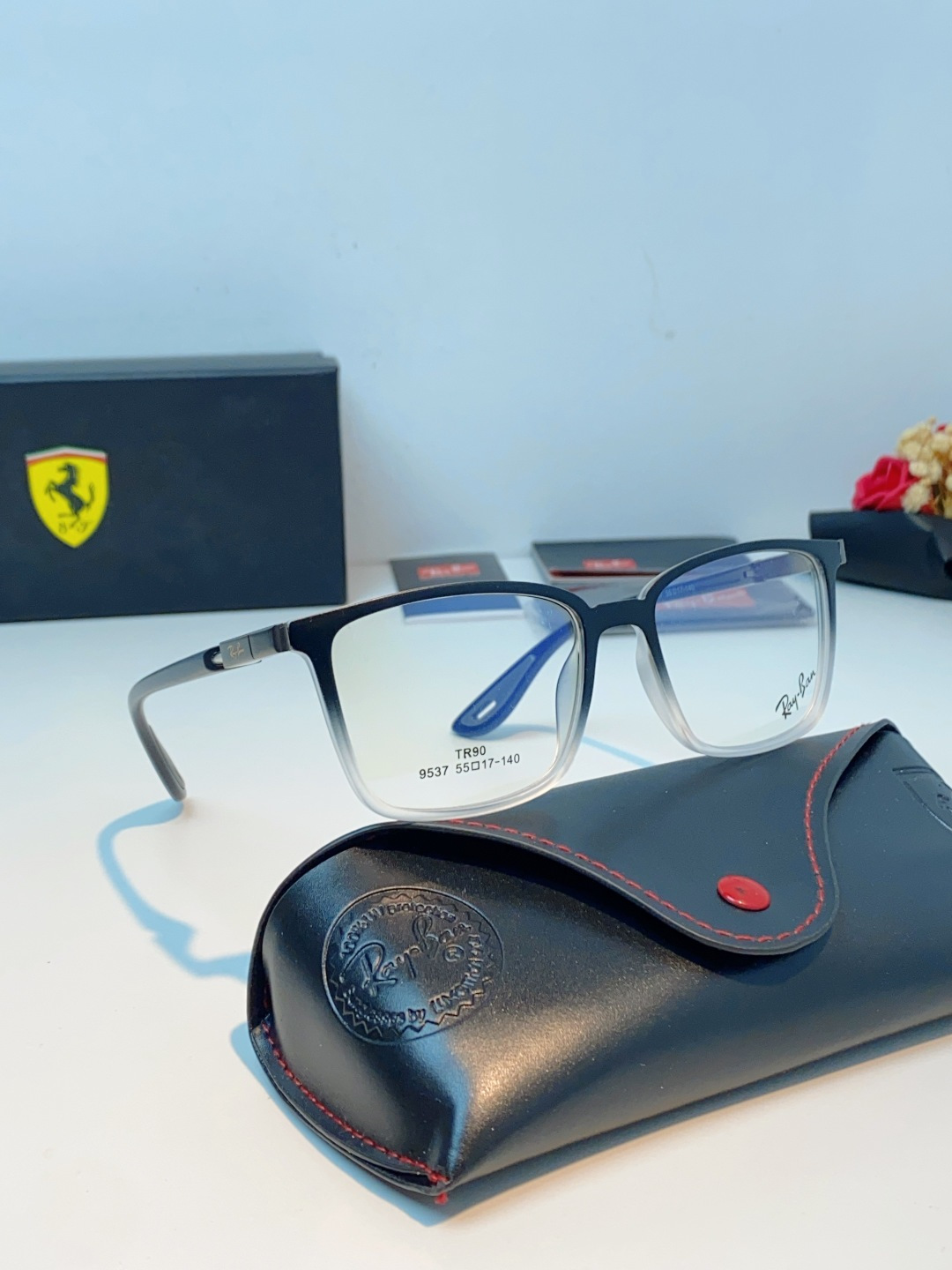RayBan雷朋法拉利联名款 2026新款商务板材男眼镜架大脸近视可配防蓝光眼镜框RB9537 Size