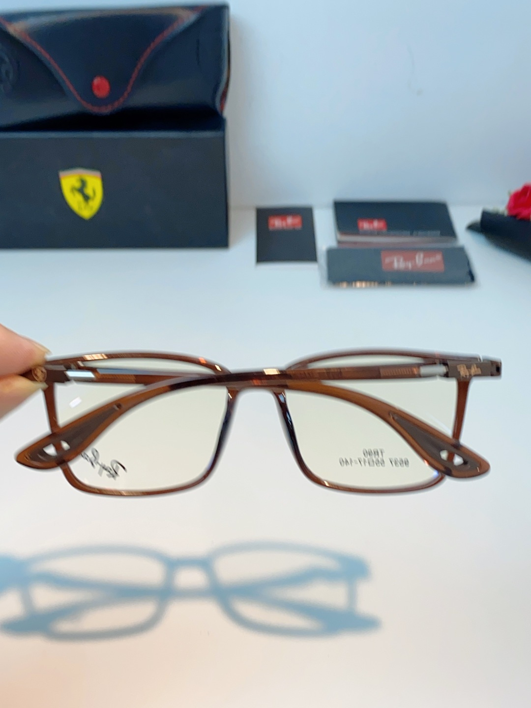 RayBan雷朋法拉利联名款 2026新款商务板材男眼镜架大脸近视可配防蓝光眼镜框RB9537 Size