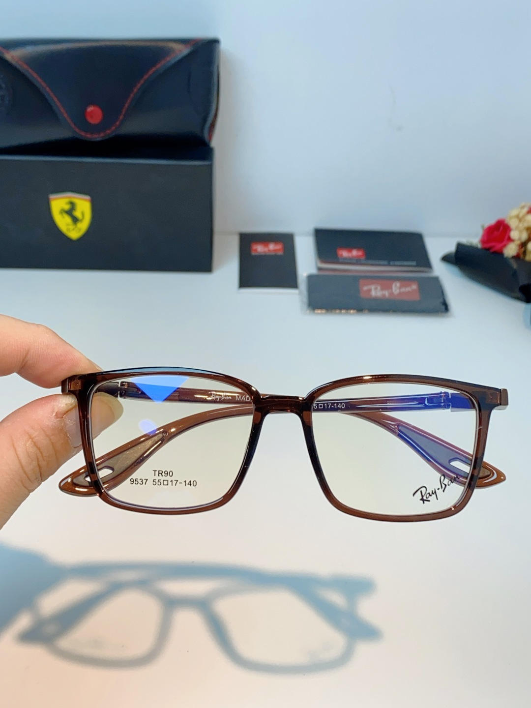 RayBan雷朋法拉利联名款 2026新款商务板材男眼镜架大脸近视可配防蓝光眼镜框RB9537 Size
