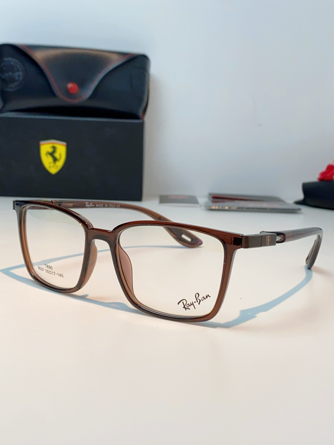 RayBan雷朋法拉利联名款 2026新款商务板材男眼镜架大脸近视可配防蓝光眼镜框RB9537 Size