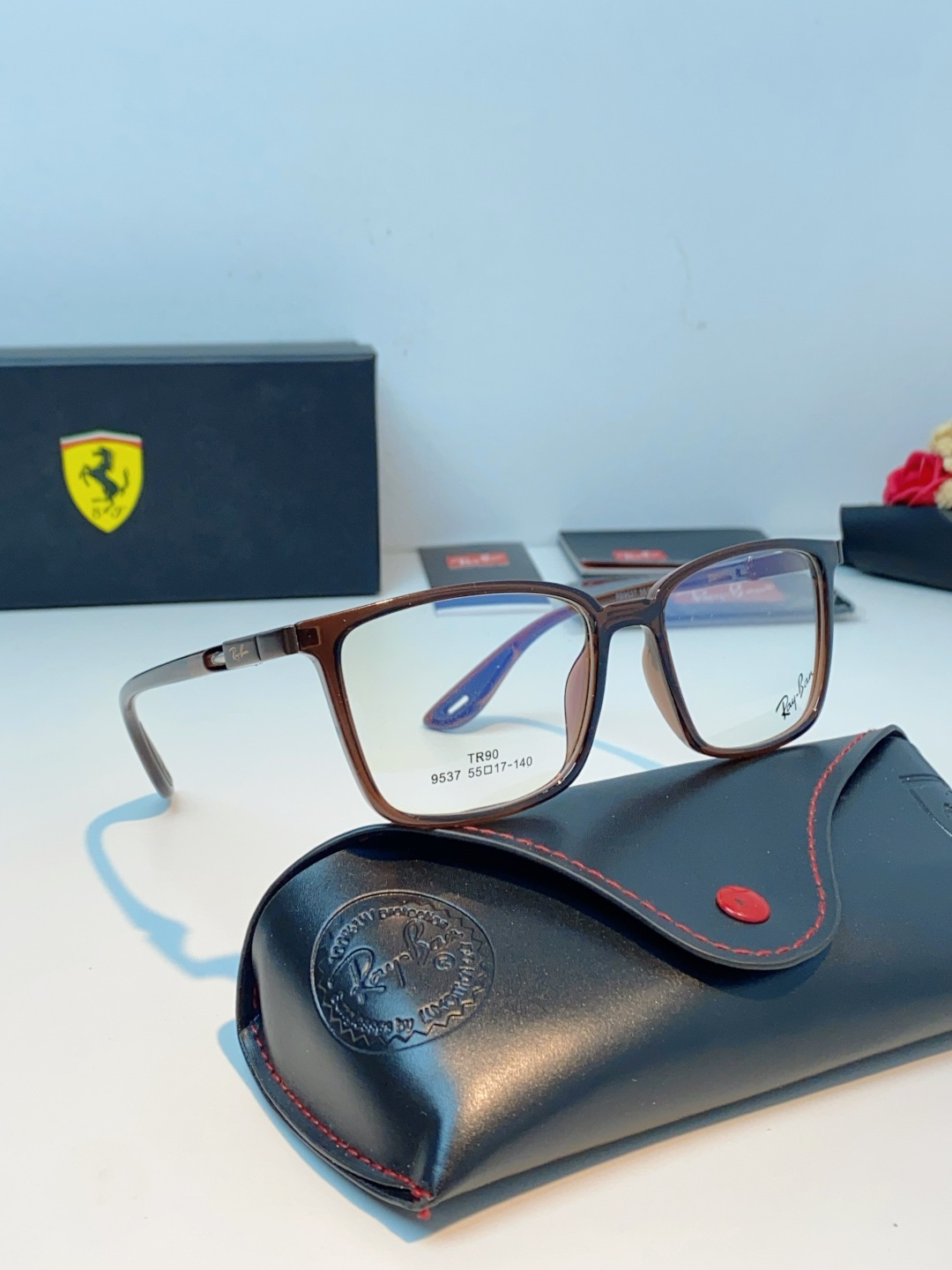 RayBan雷朋法拉利联名款 2026新款商务板材男眼镜架大脸近视可配防蓝光眼镜框RB9537 Size