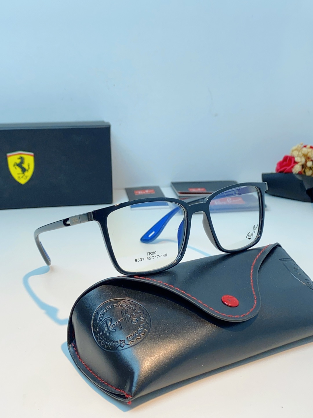 RayBan雷朋法拉利联名款 2026新款商务板材男眼镜架大脸近视可配防蓝光眼镜框RB9537 Size