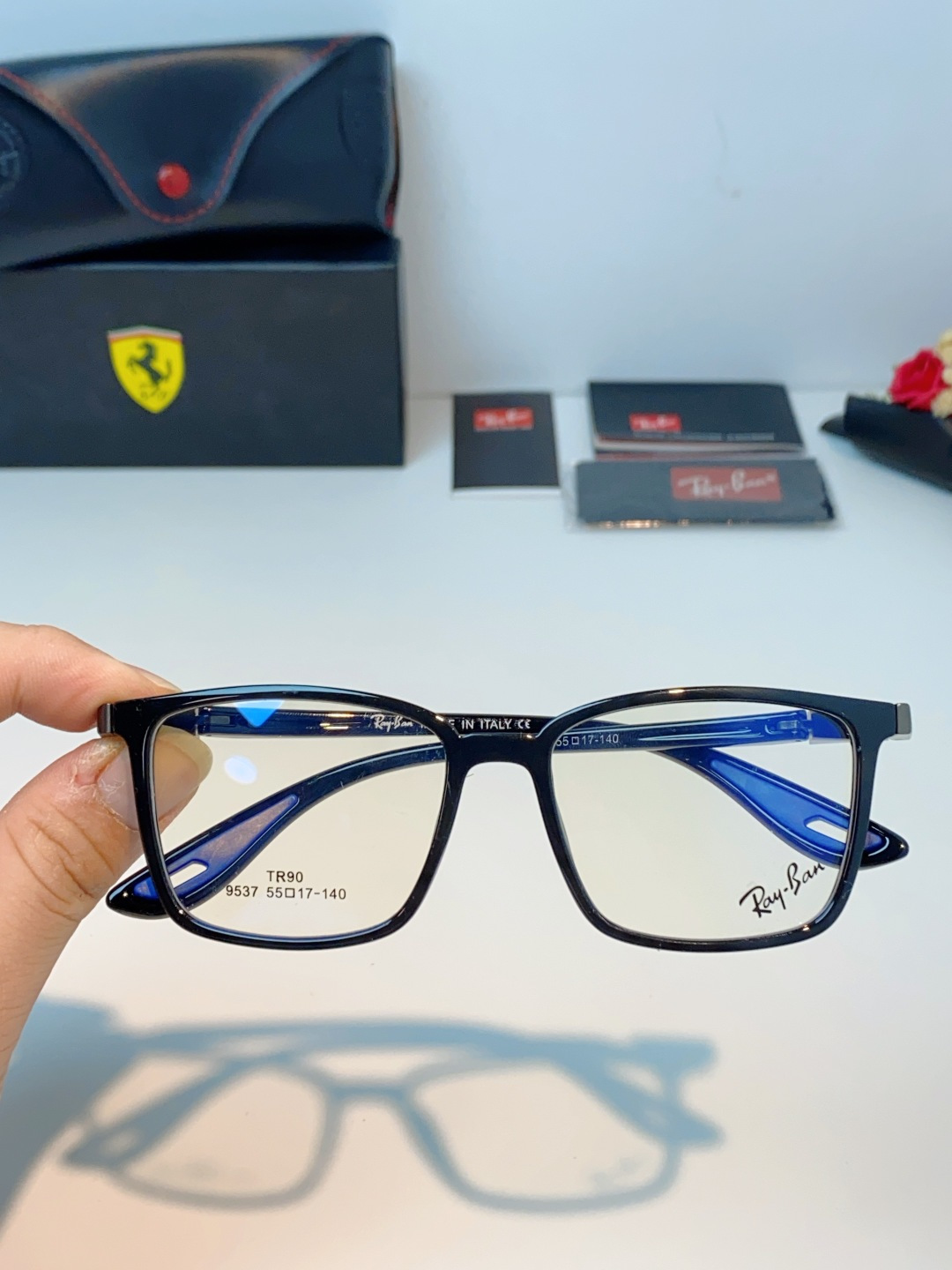 RayBan雷朋法拉利联名款 2026新款商务板材男眼镜架大脸近视可配防蓝光眼镜框RB9537 Size
