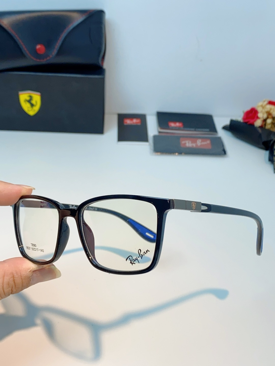 RayBan雷朋法拉利联名款 2026新款商务板材男眼镜架大脸近视可配防蓝光眼镜框RB9537 Size
