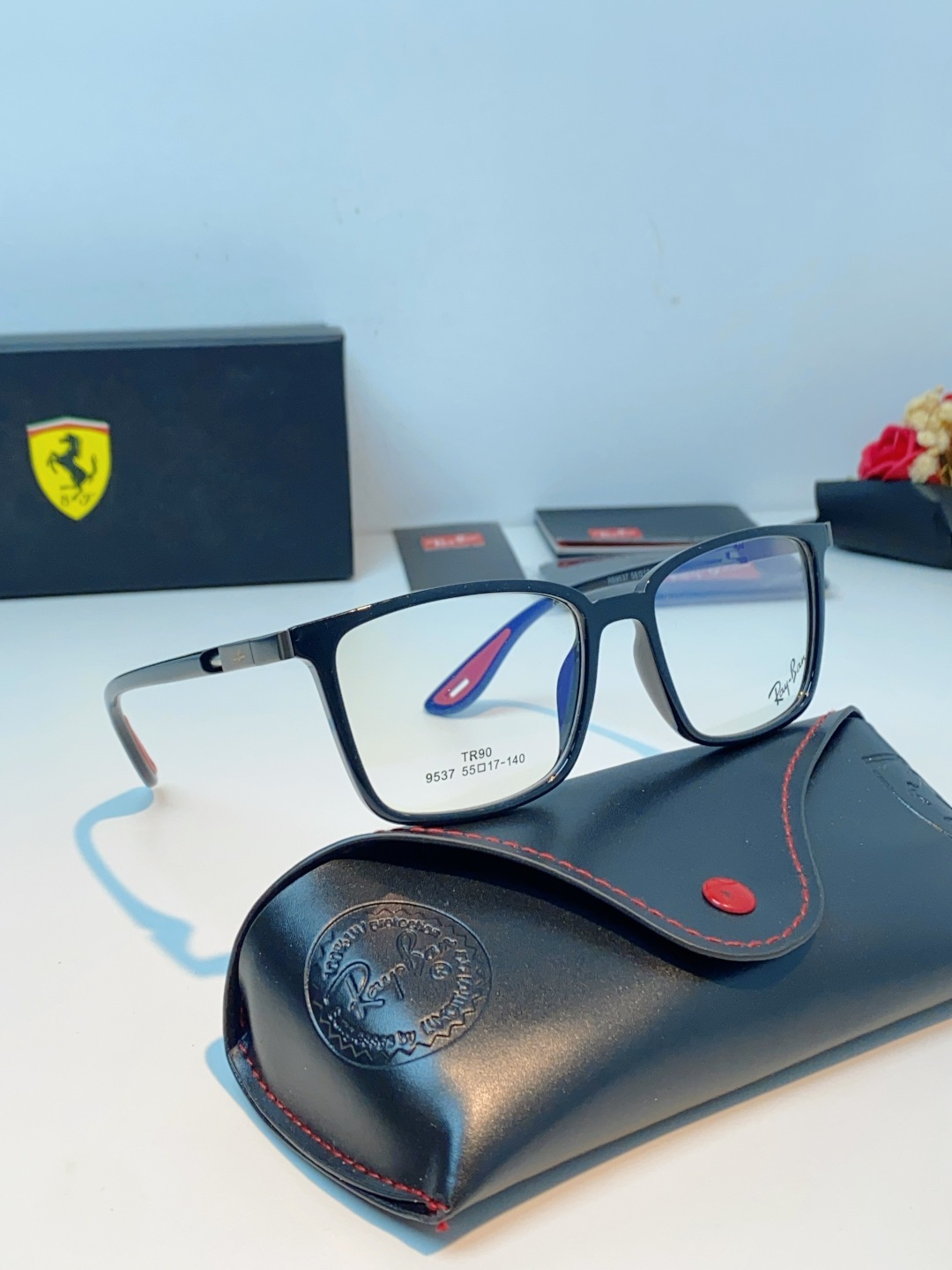 RayBan雷朋法拉利联名款 2026新款商务板材男眼镜架大脸近视可配防蓝光眼镜框RB9537 Size
