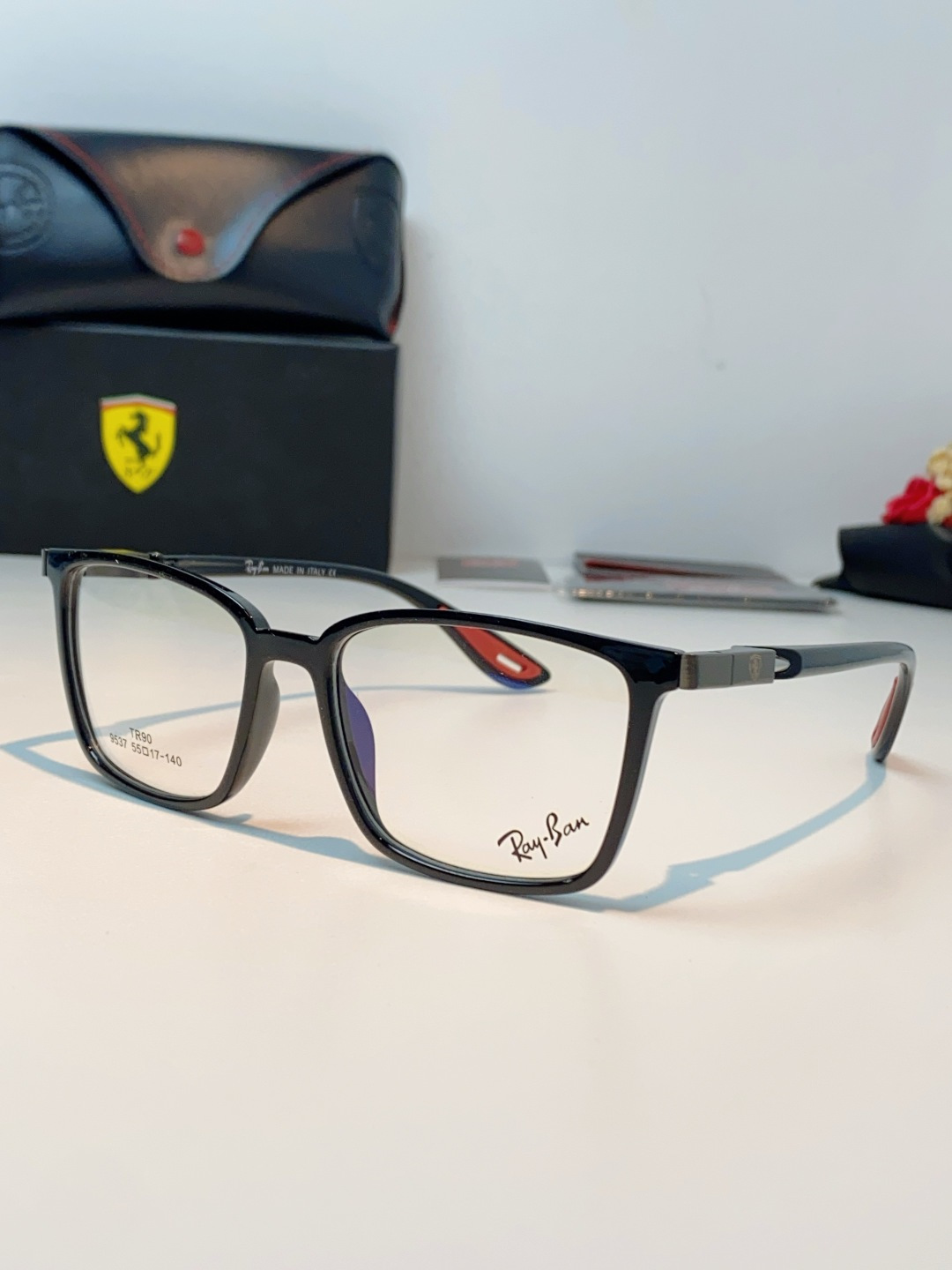 RayBan雷朋法拉利联名款 2026新款商务板材男眼镜架大脸近视可配防蓝光眼镜框RB9537 Size