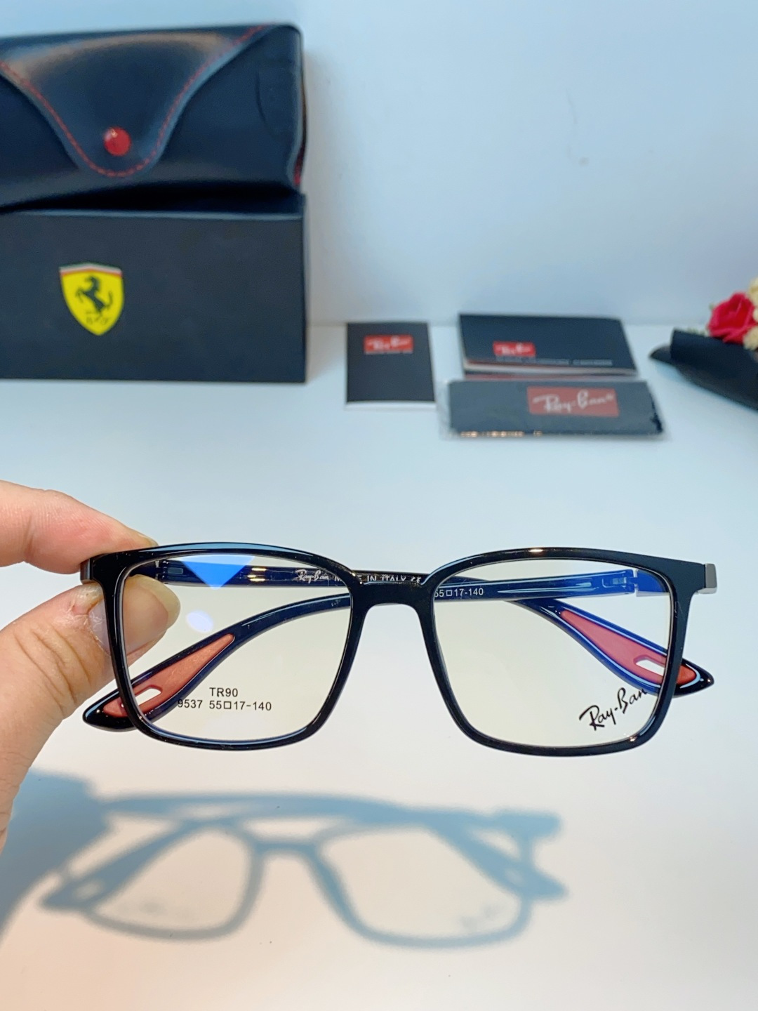 RayBan雷朋法拉利联名款 2026新款商务板材男眼镜架大脸近视可配防蓝光眼镜框RB9537 Size