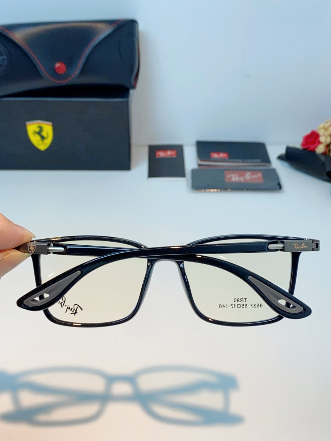 RayBan雷朋法拉利联名款 2026新款商务板材男眼镜架大脸近视可配防蓝光眼镜框RB9537 Size
