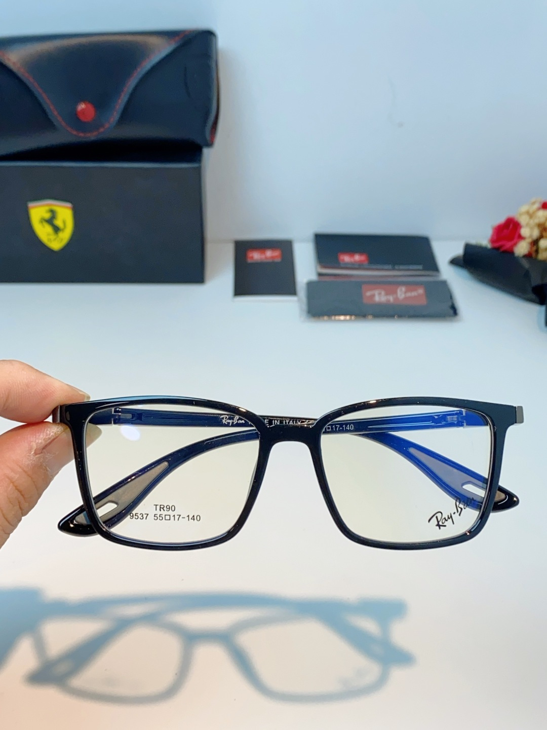 RayBan雷朋法拉利联名款 2026新款商务板材男眼镜架大脸近视可配防蓝光眼镜框RB9537 Size