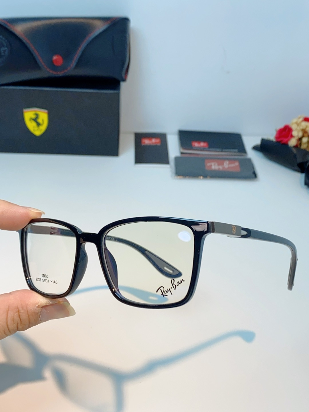 RayBan雷朋法拉利联名款 2026新款商务板材男眼镜架大脸近视可配防蓝光眼镜框RB9537 Size