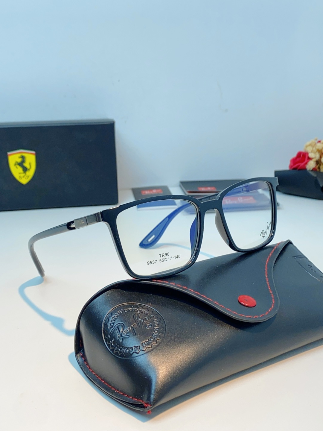 RayBan雷朋法拉利联名款 2026新款商务板材男眼镜架大脸近视可配防蓝光眼镜框RB9537 Size