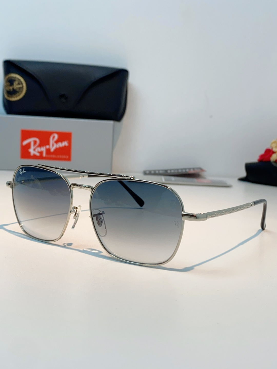 RayBan雷朋 太阳镜金属方形双梁眼镜男女开车防晒墨镜 Caravan 方形框金属太阳眼镜 RB363