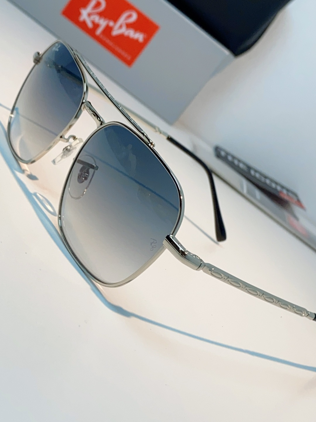 RayBan雷朋 太阳镜金属方形双梁眼镜男女开车防晒墨镜 Caravan 方形框金属太阳眼镜 RB363