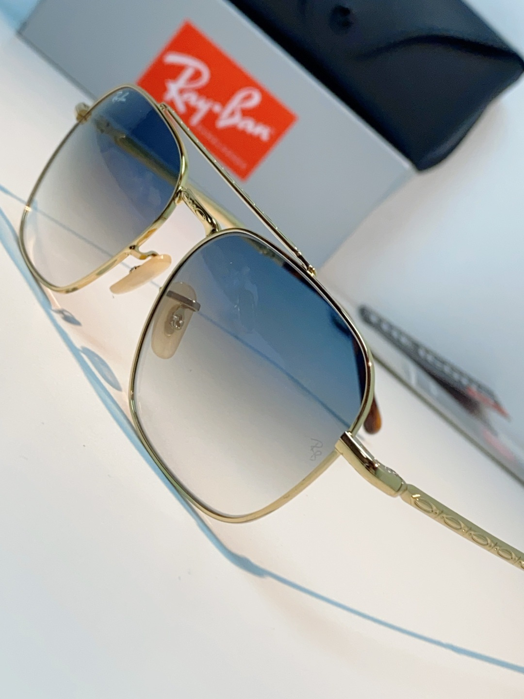RayBan雷朋 太阳镜金属方形双梁眼镜男女开车防晒墨镜 Caravan 方形框金属太阳眼镜 RB363