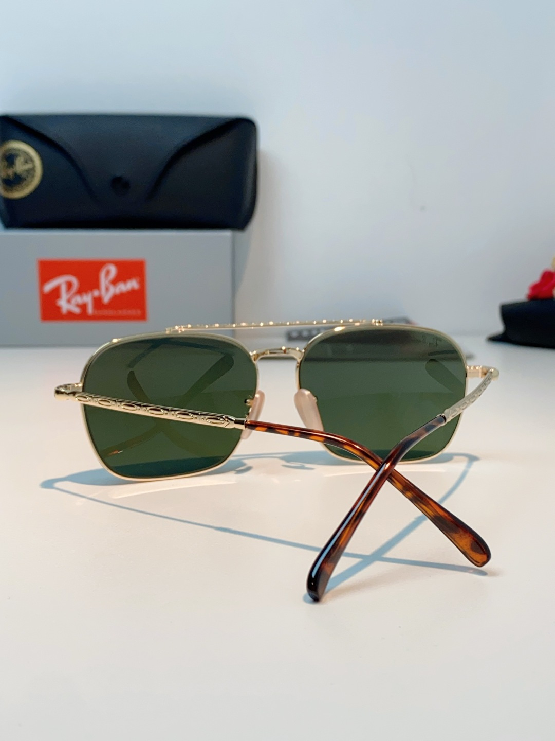 RayBan雷朋 太阳镜金属方形双梁眼镜男女开车防晒墨镜 Caravan 方形框金属太阳眼镜 RB363