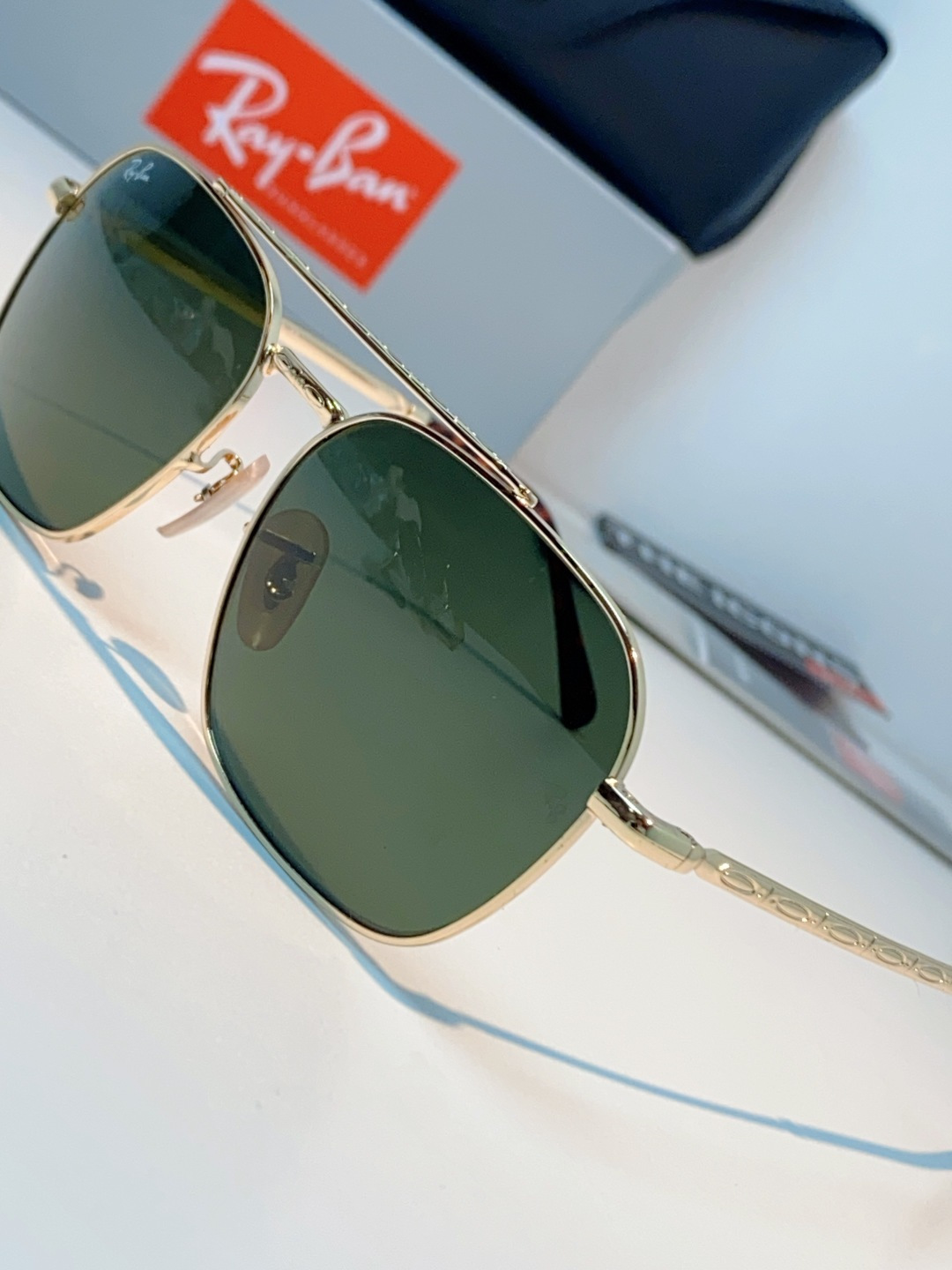 RayBan雷朋 太阳镜金属方形双梁眼镜男女开车防晒墨镜 Caravan 方形框金属太阳眼镜 RB363