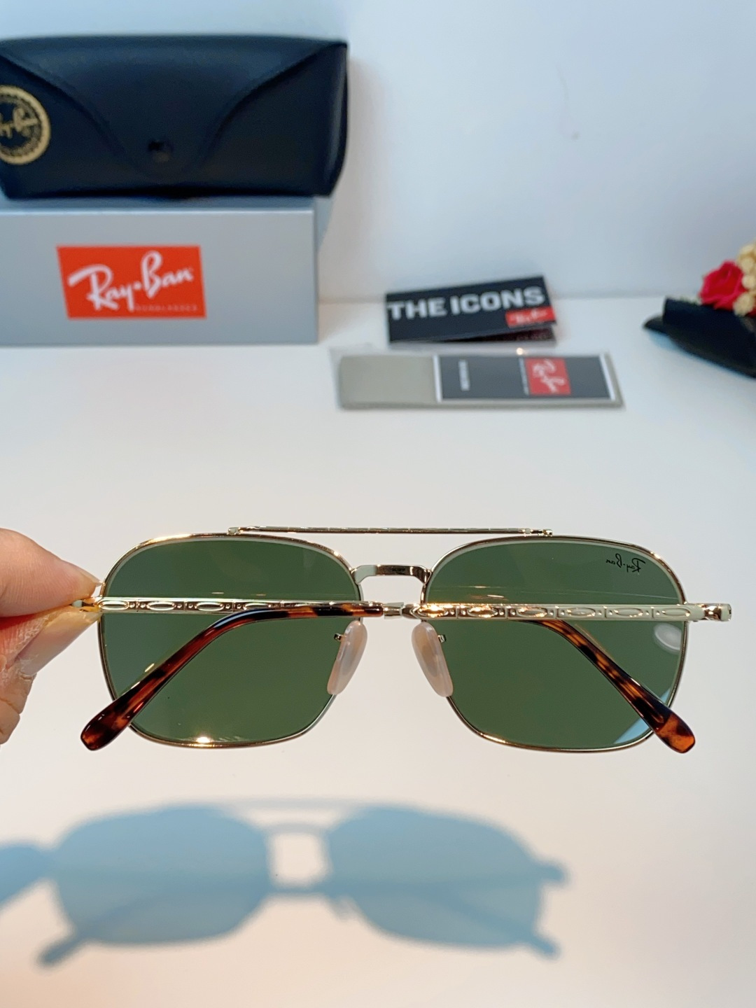 RayBan雷朋 太阳镜金属方形双梁眼镜男女开车防晒墨镜 Caravan 方形框金属太阳眼镜 RB363