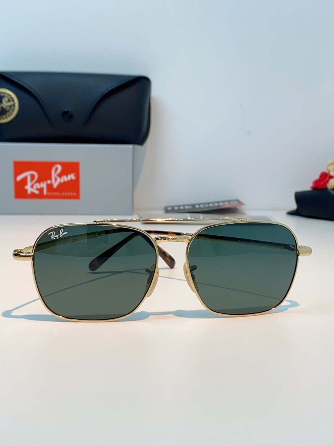 RayBan雷朋 太阳镜金属方形双梁眼镜男女开车防晒墨镜 Caravan 方形框金属太阳眼镜 RB363