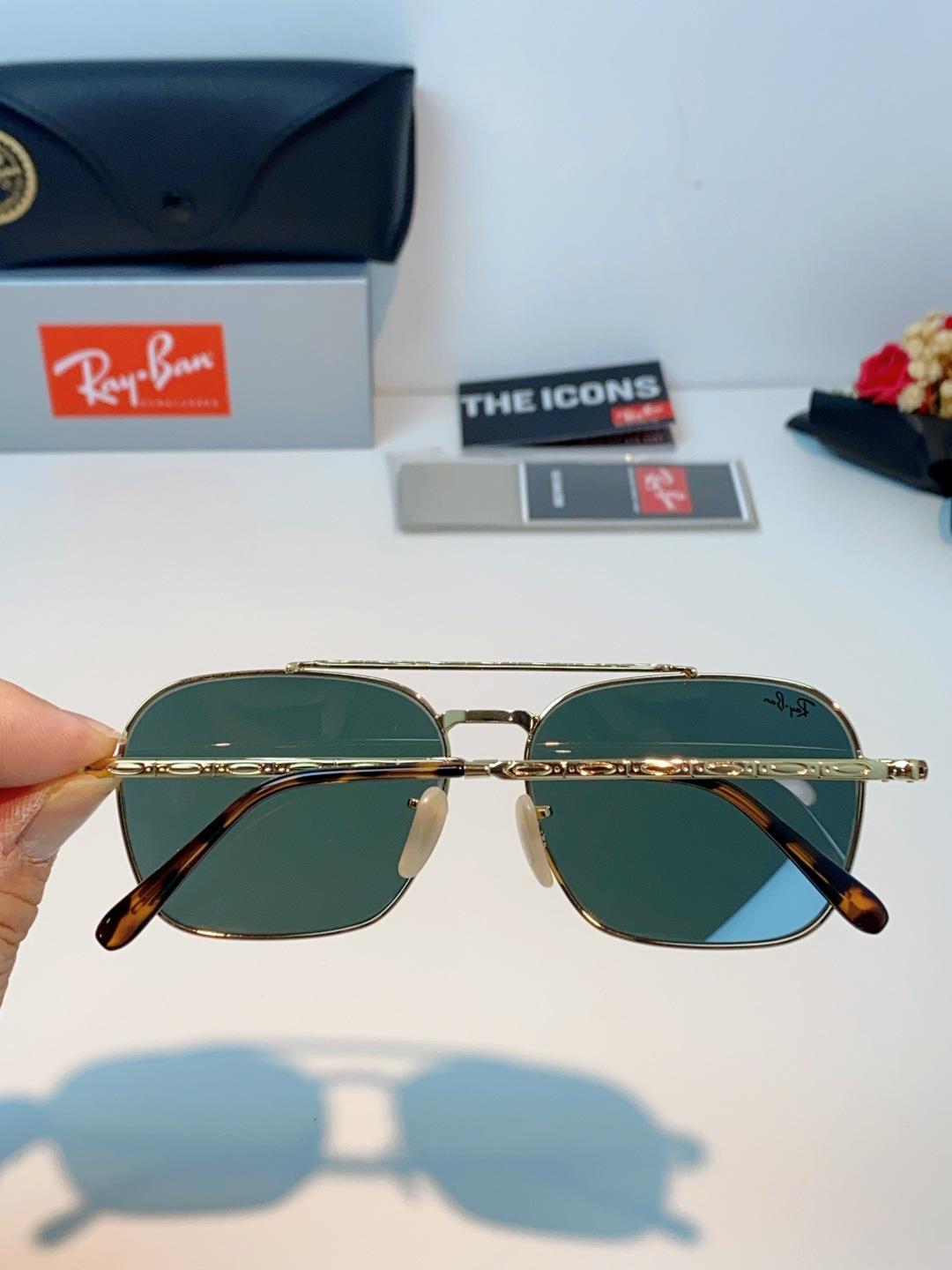 RayBan雷朋 太阳镜金属方形双梁眼镜男女开车防晒墨镜 Caravan 方形框金属太阳眼镜 RB363