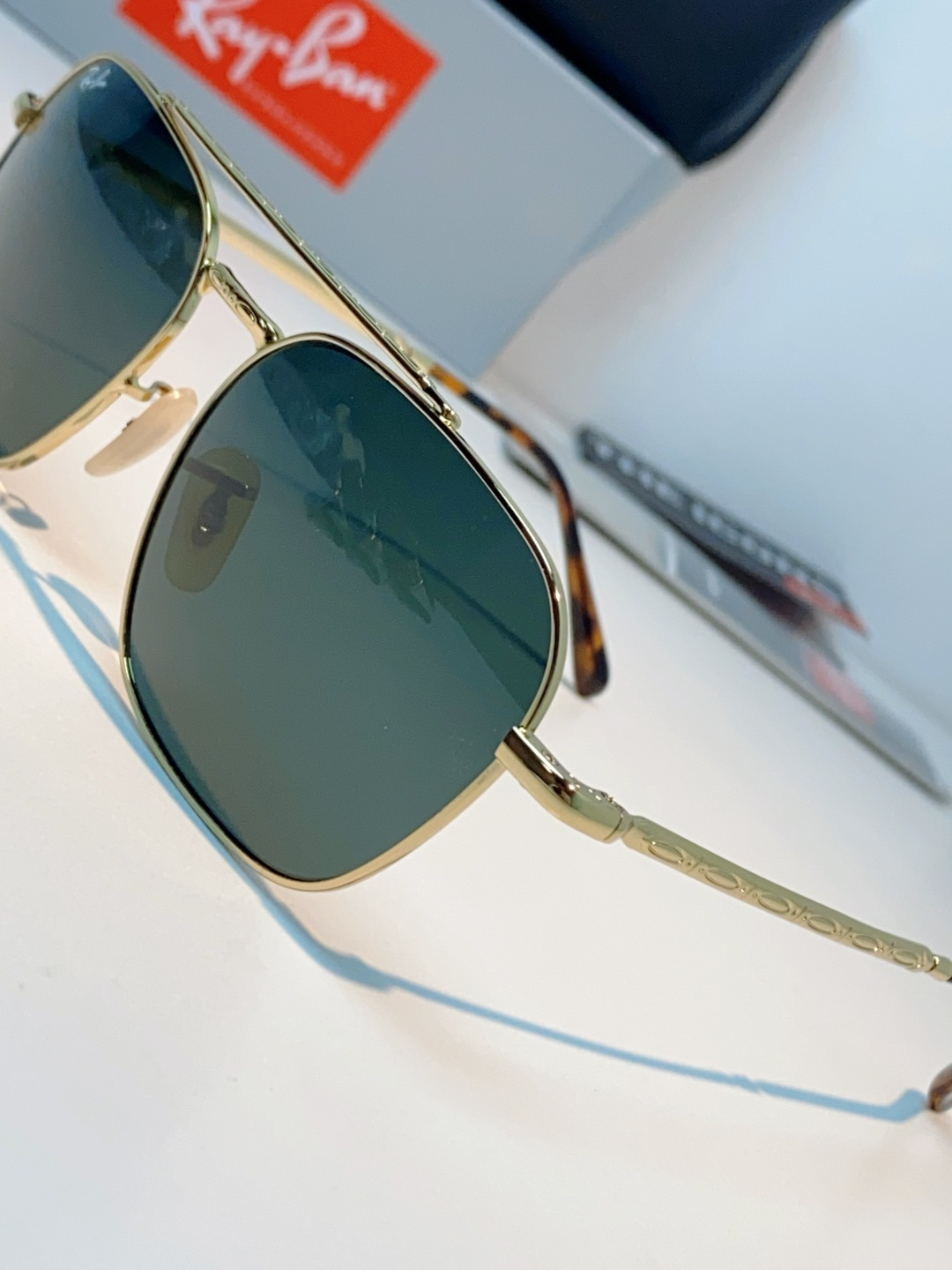 RayBan雷朋 太阳镜金属方形双梁眼镜男女开车防晒墨镜 Caravan 方形框金属太阳眼镜 RB363