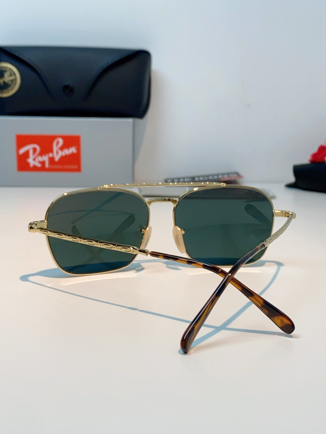 RayBan雷朋 太阳镜金属方形双梁眼镜男女开车防晒墨镜 Caravan 方形框金属太阳眼镜 RB363