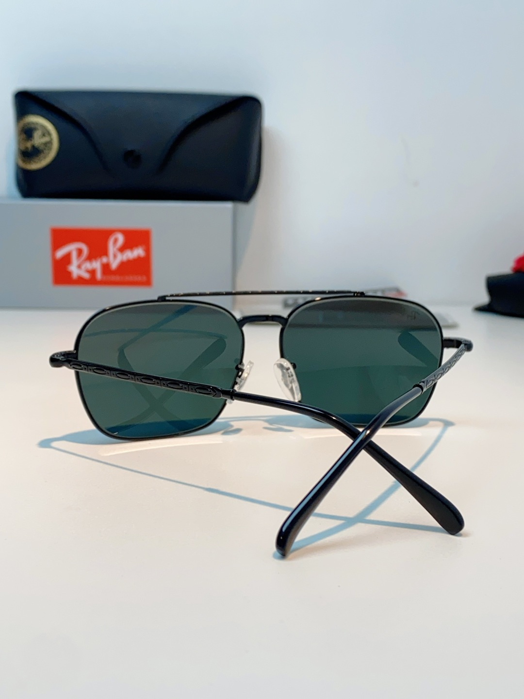 RayBan雷朋 太阳镜金属方形双梁眼镜男女开车防晒墨镜 Caravan 方形框金属太阳眼镜 RB363