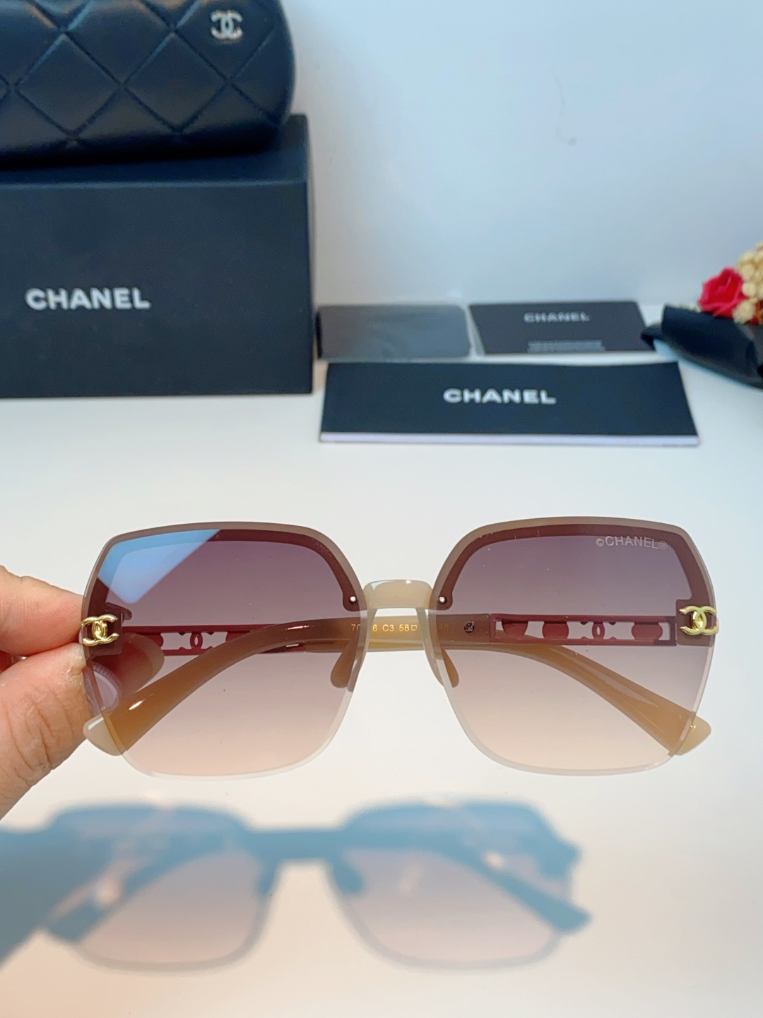 Chanel香奈儿 2026新款曼丝墨镜女2026新款开车防紫外线太阳镜爆款遮阳高级素颜镜