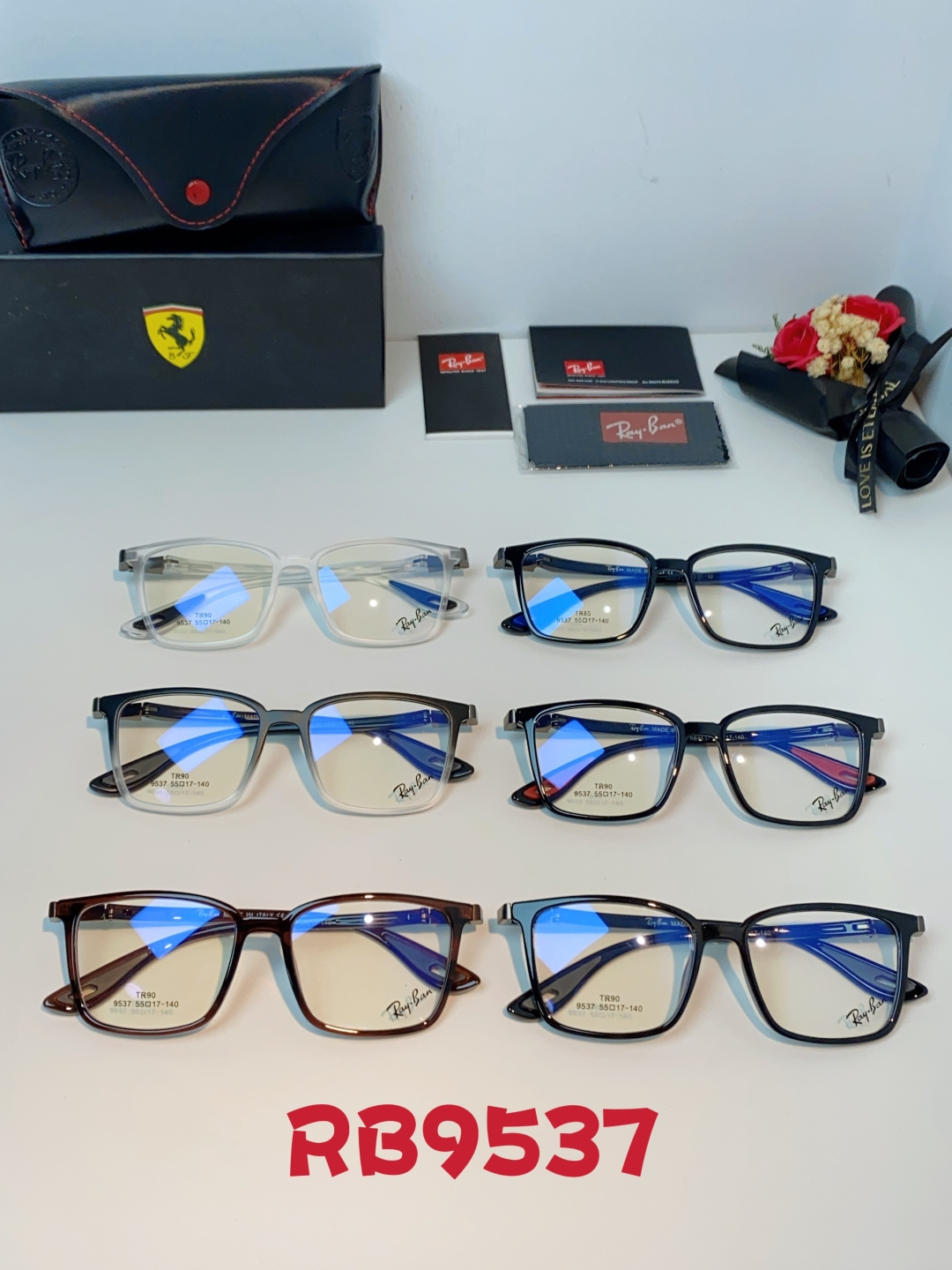 RayBan雷朋法拉利联名款 2026新款商务板材男眼镜架大脸近视可配防蓝光眼镜框RB9537 Size