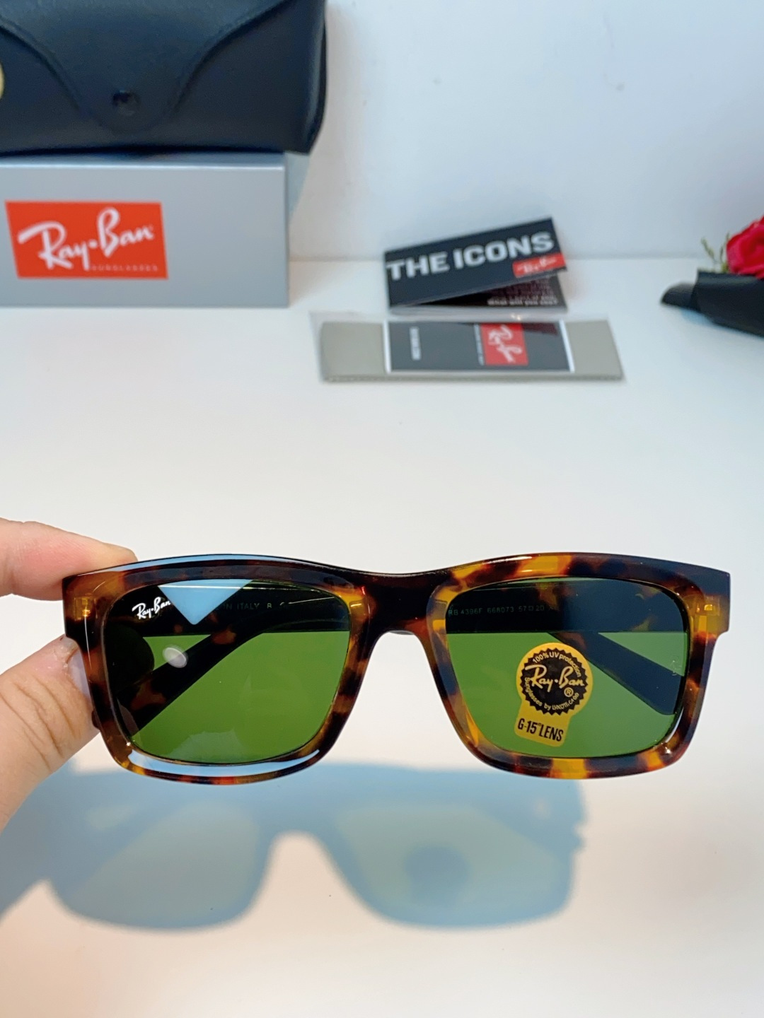 RayBan雷朋 高品质钢化玻璃太阳眼镜男士驾驶司机高清墨镜钓鱼防紫外线防强光眼镜 RB4396 Siz